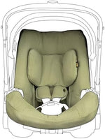 Rear view of UKJE Cover installed on Doona Infant Car Seat
