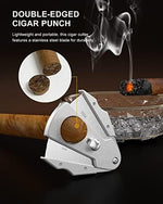 TISFA Cigar Cutter Stainless Steel Double Cut Blade with Safety Lock Cigar Guillotine, Sharp Cigar Clipper Scissors with Leather Case (Sliver) - Image 3
