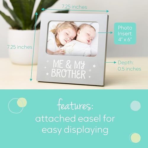 Tiny Ideas gender neutral nursery decor frame with an acid-free gray beveled mat inside.