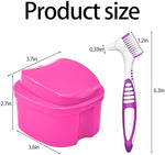 Rose red and black denture bath cases with strainer