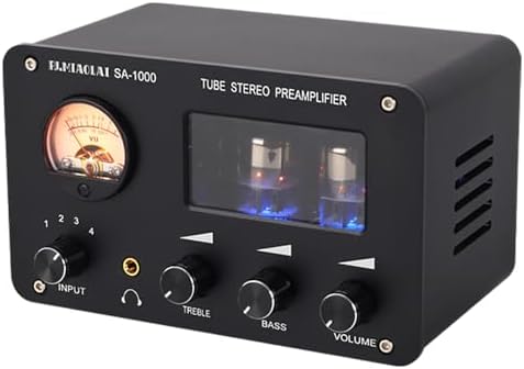 Mulcort stereo HiFi vacuum tube amplifier displaying front volume and equalizer adjustment dials