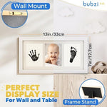 White wood nursery decor frame by Bubzi Co hanging elegantly on a bedroom wall