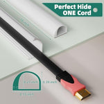 Close up view of the flexible silicone material and side buckle design of the cable hider channel
