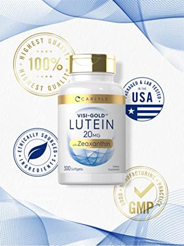 Carlyle Lutein and Zeaxanthin bottle with softgels spread