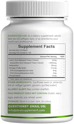 Deal Supplement eye defense formula highlighting third party lab tested and non GMO quality seals.