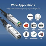 Detailed view of the passive twinax cable length label