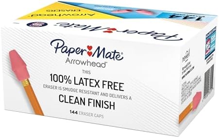 Paper Mate Arrowhead Pink Pearl Cap Erasers, 144 Count - Image 6