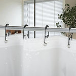 Resze heavy duty non snagging double glide shower hooks packaging layout.