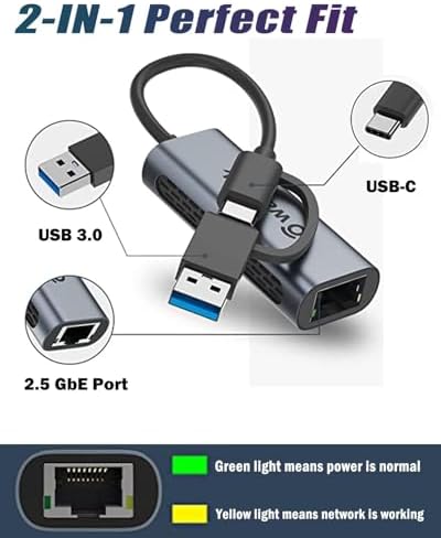 Wavlink two in one network converter showing USB Type A and Type C connectors.