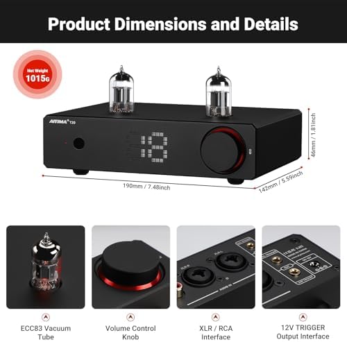 AIYIMA T20 audiophile desktop preamp side angle demonstrating the sturdy aluminum alloy cnc construction.