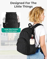 BAGSMART college laptop backpack opened up to display the multiple organized interior storage pockets