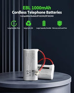 EBL BT162342 rechargeable telephone battery pack showcasing the attached 5264 round jack connector wire.