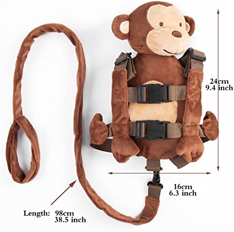 Close up of plush monkey detail on Berhapy harness backpack