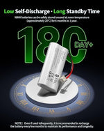 Complete retail packaging view for the four pack EBL high capacity landline phone batteries.
