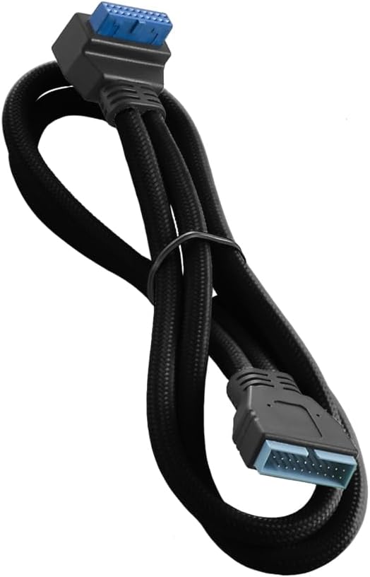 CableMod blue USB cable 19-pin header view