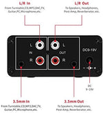 ATNEDCVH stereo amplifier showing dedicated headphone jack and output ports