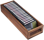 Farmhouse style dual functional tabletop cassette tape holder holding multiple music cases