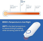 Close-up view of the Beurer BR60 dual setting button interface designed for sensitive and normal skin treatment programs.