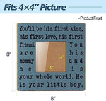 THYGIFTREE imported wooden farmhouse frame displaying a four by four inch mother and son photo.