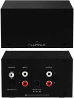 Fluance PA10 audio preamp highlighting the selectable subsonic low frequency filter switch function.