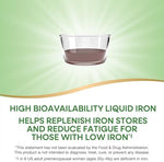 Nature's Way Liquid Iron berry flavor supplement bottle back label showing nutritional facts