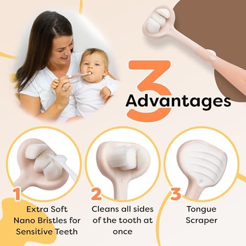 Trueocity baby training toothbrush with ergonomic easy-grip handle for small hands.