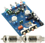 Close up view of the NE5532 operational amplifier chip and precision resistors on the preamplifier module.