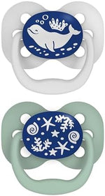 Dr Brown's Natural Flow Baby,Infant Silicone Dr. Brown's Advantage Pacifiers, Stage 1, Glow in The Dark, Pack of 2, Blue, Birth+ to 6M - Image 2