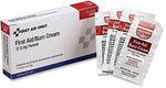 Individual sterile 0.9 gram burn relief packets with lidocaine for minor wound care and infection prevention.