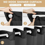 FADOTY ringless bath curtain with snap-in waterproof liner detached