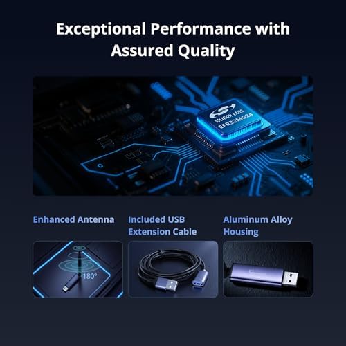 SONOFF hardware stick unboxed with the high-gain wireless antenna and premium shielded USB extension cable accessory.