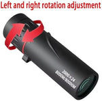 Close up view of the CFDGEVX outdoor pocket optic focusing wheel and adjustable twist up eyepiece for glasses wearers.