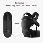 Plus size parent using Momcozy hip carrier with extender