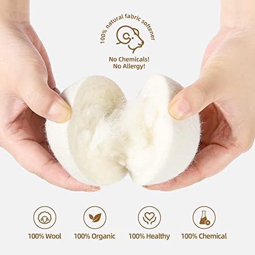 Handmade organic wool dryer balls for faster drying and static control.