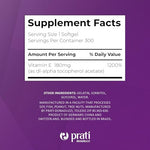 Close up of premium high potency Vitamin E 400 IU antioxidant capsules for daily adult wellness
