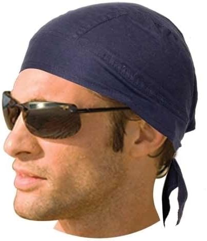 Daniel Smart solid navy blue cotton motorcycle headwrap front view