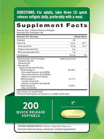 Nature's Truth 3600mg Triple Omega supplement label details