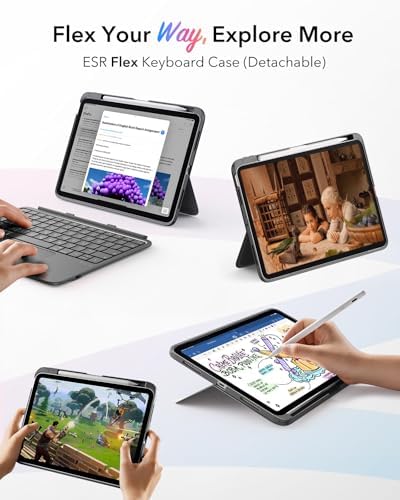 ESR ultra-light iPad portfolio case adjusted to a sixty-five degree desktop typing angle