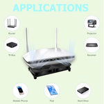 VTRETU router cooler fan lying flat to demonstrate low profile setup for narrow media racks.