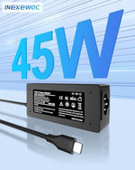 INEXEWOC fast charging electronic adapter illustrating multi-voltage power delivery compatibility logos