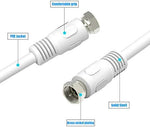 Premium seventy five Ohm digital coax cables with F-Male nickel-plated tips.