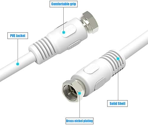 Premium seventy five Ohm digital coax cables with F-Male nickel-plated tips.