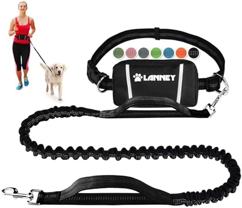 LANNEY waist running leash retractable bungee extension feature