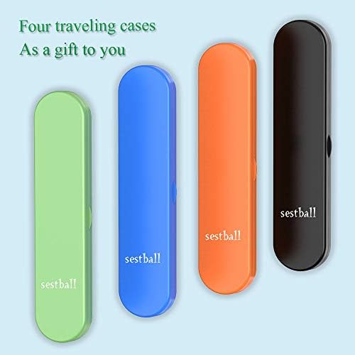 Sestball stainless steel tongue cleaner kit unboxed showing all four premium scrapers and matching cases.