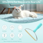 Two pack LINTPLUS carpet rake in blue and green for pet hair removal