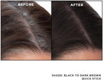 Demonstration of the self adjusting color technology matching dark brown and black roots