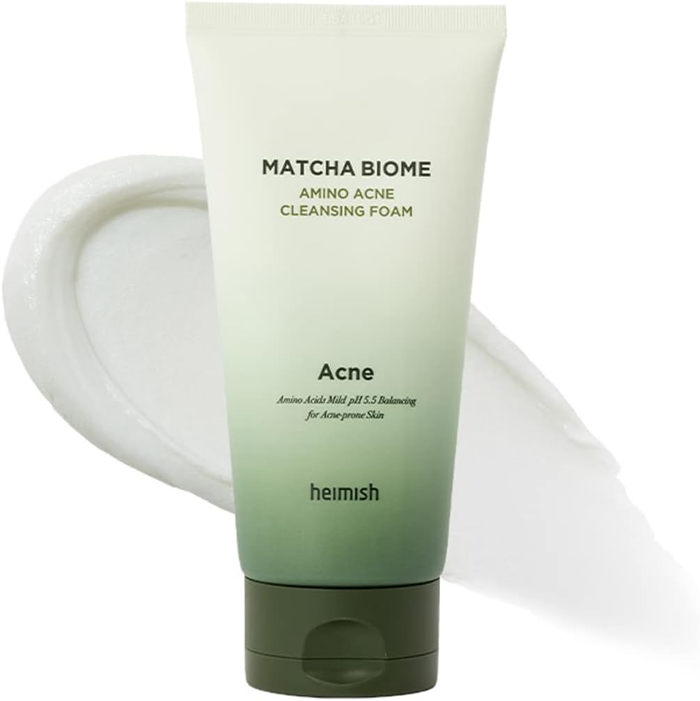HEIMISH Matcha Biome Amino Acne Cleansing Foam - Deep Cleansing, Hydrating, Calming Facial Cleanser, Gentle Daily Face Wash with Amino Acids, Probiotics, for Oily & Acne-prone Skin, 5.3oz/150g - Image 1