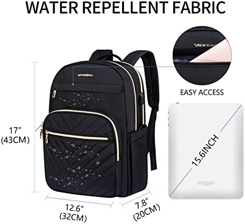 Vankean travel backpack purse side profile highlighting the built in external USB charging port.