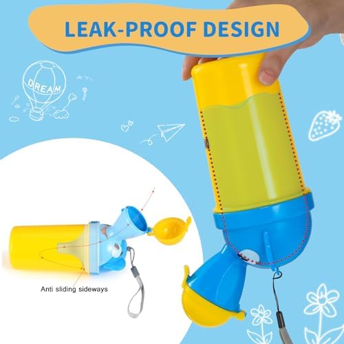 ONEDONE Portable Urinal for Kids 17 OZ Pee Bottle with Clean Brush Travel Urinal for Kids Baby Child Pee Cup for Boys Emergency Toilet for Camping Car Travel and Kid Potty Training(Yellow) - Image 4