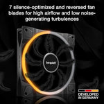 Be Quiet Light Wings 140 Millimeter Reverse Black intake fan showcasing optimized inverted blades.